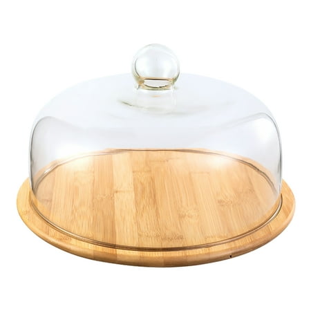 

Etereauty Cake Plate Stand Dome Tray Display Glass Cover Dessert Lid Wood Storage Party Holder Bread Food Serving Stands Clear
