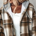 thumbnail image 4 of Xdegoge Fleece Lined Hoodies for Women Zip Up Drawstring Hoodie Coat Vintage Plaid Jackets with Side Pocket Outdoor Keep Warm Jacket Casual Thermal Coats, 4 of 6