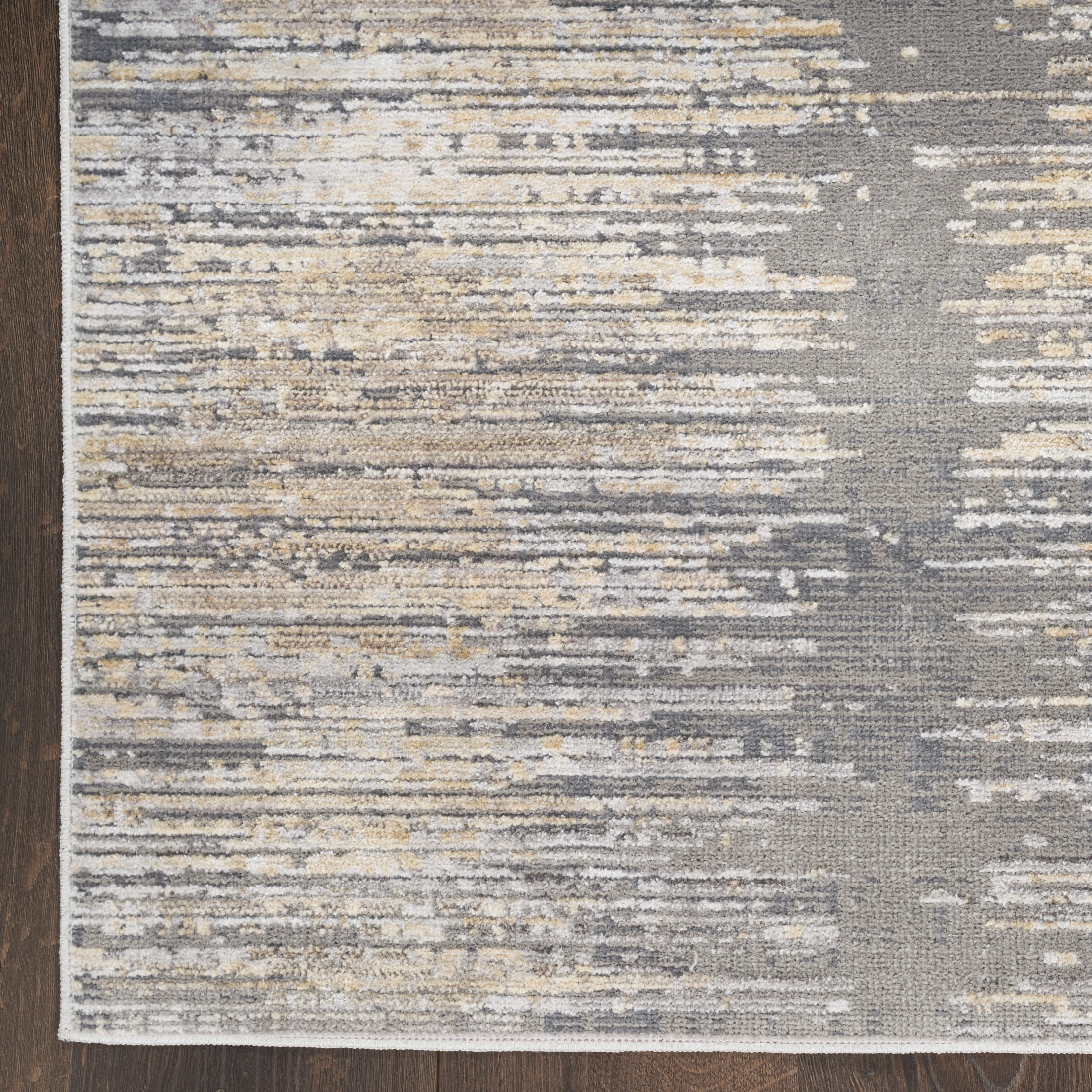 Nourison Modern Abstract Abstract Grey Gold 2'2" x 8' Area Rug (2x8)