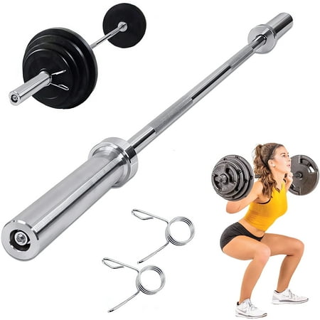 bimiti 4 ft Barbell Bar  Lifting Weight Barbell for Gym with 2  Barbell Clamps  Sliver