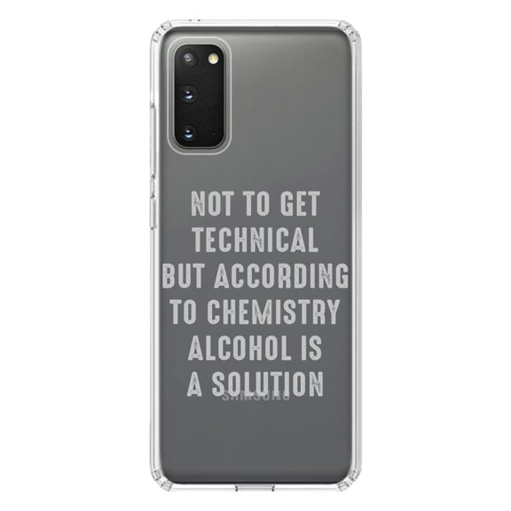 DistinctInk Clear Shockproof Hybrid Case for Galaxy S20 ULTRA / 5G (6.9" Screen) - TPU Bumper Acrylic Back Tempered Glass Screen Protector - According to Chemistry Alcohol is a Solution