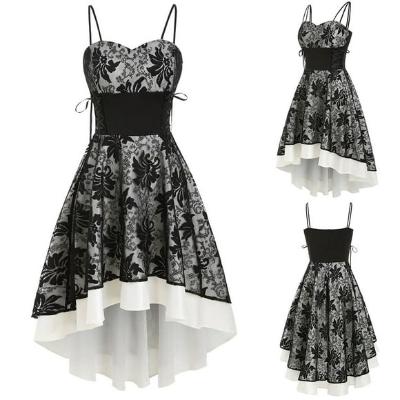 Ketyyh-chn99 Formal Evening Dresses for Women Evening Dresses for Wedding V-Neck Solid Party Dress Formal Swing Elegant Floral Dress Wedding Guest Black,2XL