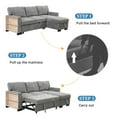 thumbnail image 6 of Stylish and Functional Light Chaise Lounge Sectional with Storage Rack Pull-out Bed Drop Down Table and USB Charger Gray, 6 of 8