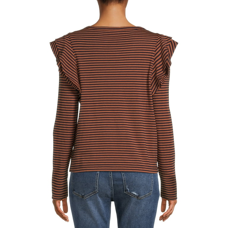 Time and tru ruffle 2025 sleeve top