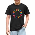 thumbnail image 6 of Kids Love Rainbow Heart Graphic T-Shirt - Cotton Short Sleeve Tee for Girls, Black,Size 5 T, 6 of 9