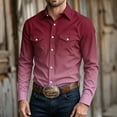 thumbnail image 7 of Aestivo Men's Western Style Button Shirt, Long Sleeve Casual Top, Solid Color Workwear Button-Down with Exterior Pocket for Casual Work Party, Wine 2XL, 7 of 7