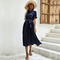 thumbnail image 2 of Sngxgn Women's Crew Neck Lounge Long Dress Elegant Long Sleeve Ribbed Bodycon Maxi Dresses(Blue,L), 2 of 9