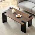 thumbnail image 2 of Walnut-colored MDF coffee table, suitable for modern minimalist living rooms and leisure areas, with product dimensions of 39.3*23.6*17.7inches., 2 of 10