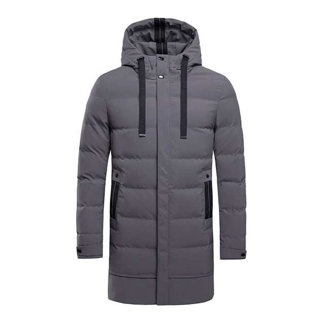 zfhfof Men's Winter Puffer Jacket Thickened Hooded Zip Up Long Coat Waterproof Warm Quilted Padded Jackets with Pockets
