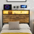 IKIFLY Twin Size Storage Headboard with LED Lights & Charging Station