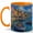 Orange, variant on Colorful Harbor 11oz Ceramic Mug, Coastal Village Boat Art