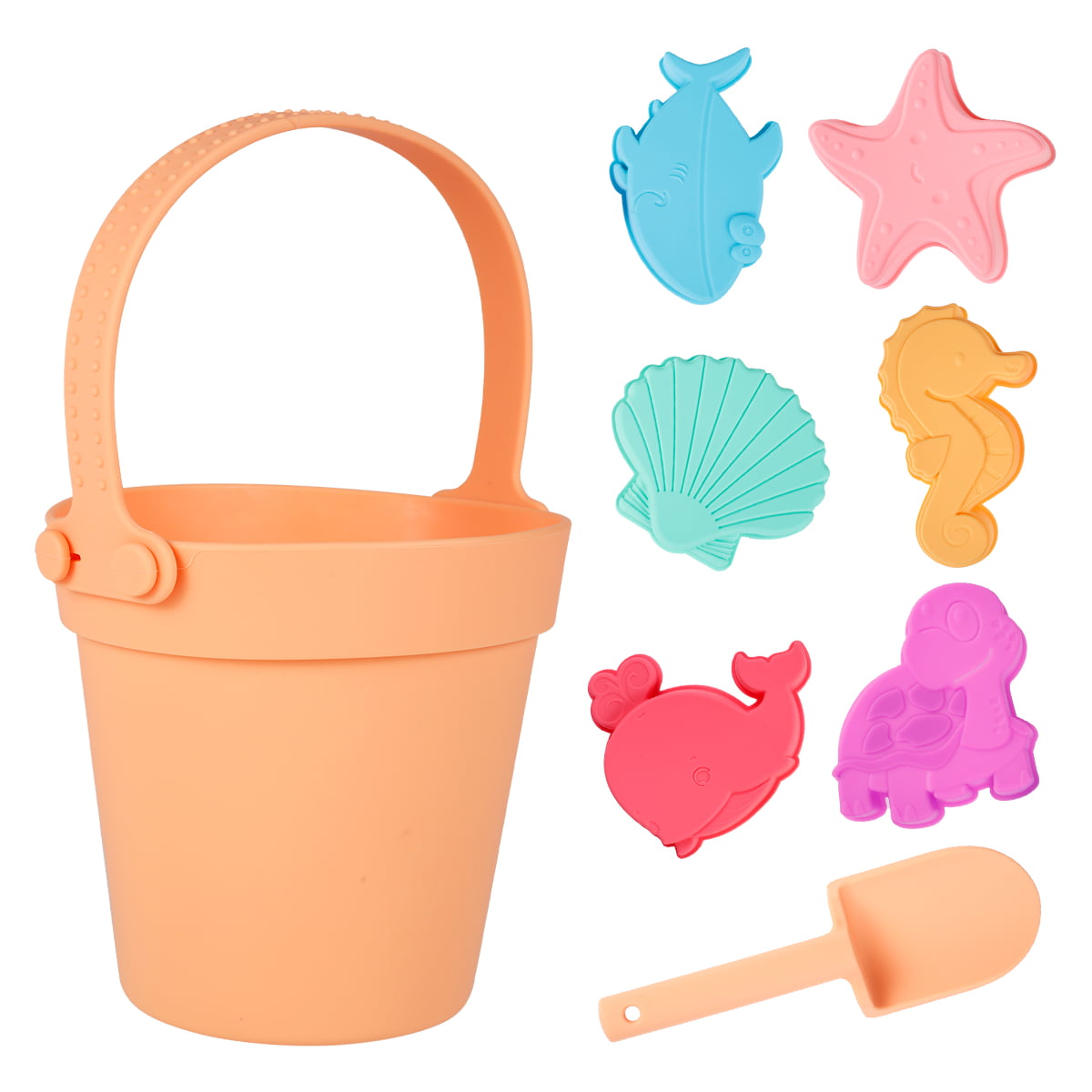 Protoiya Beach Toys Silicone Sand Bucket Cute Cartoon Sandbox Tool Sand  Summer Toys Set with Bucket Shovel Water Game Play Outdoor for Toddlers  Boys Girls Gift 