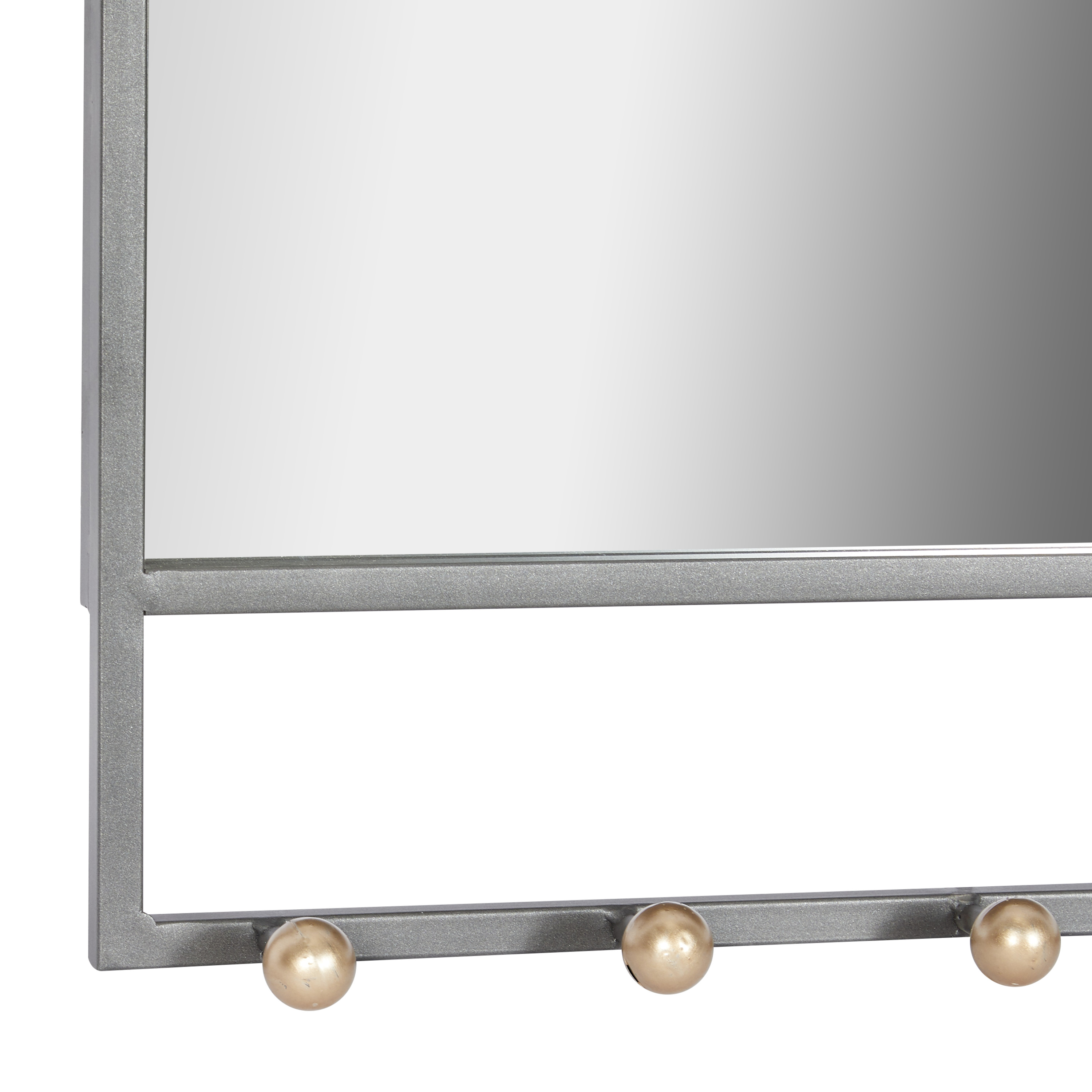 DecMode 20" x 24" Black 5 Hooks Wall Mirror