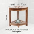 thumbnail image 2 of Nabytok Solid Wood 2-Tier Corner Shower Bench, 12"x12"x16.5" Bathroom Chair with Storage Self for Shower, Corner Stool for Inside Shower, Assembly Required (Natural, Nacre Wood), 2 of 7