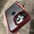 thumbnail image 1 of Luxury Shockproof Armor Metal Camera Case For iPhone 16 15 14 13 12 11 Pro Max Plus Clear Acrylic Bumper Hybrid Hard Back Cover Plum For iPhone 15Promax, 1 of 6