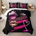 thumbnail image 2 of Castle Fairy Glam Print Twin Quilt Set,Lipstick Leopard Pattern Twin Coverlet Set,Pink Black, 2 of 7