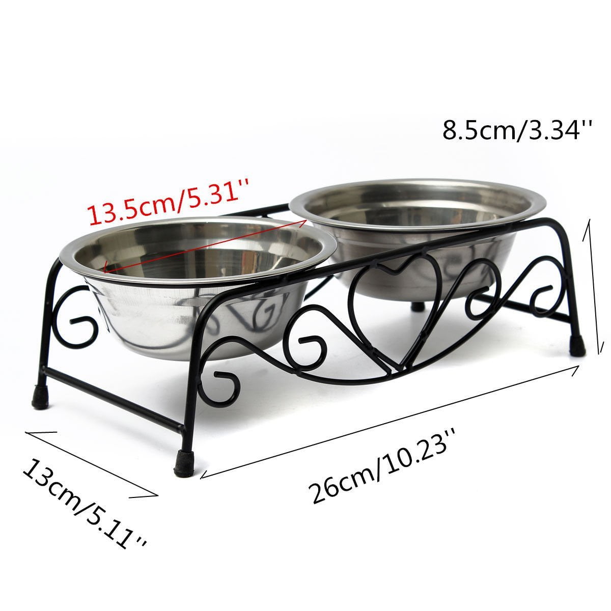 Double Pet Bowl,Double Pet Feeder Dishes,Pet Cat Dog Puppy Food And Water Dish Bowls With Retro Iron Stand