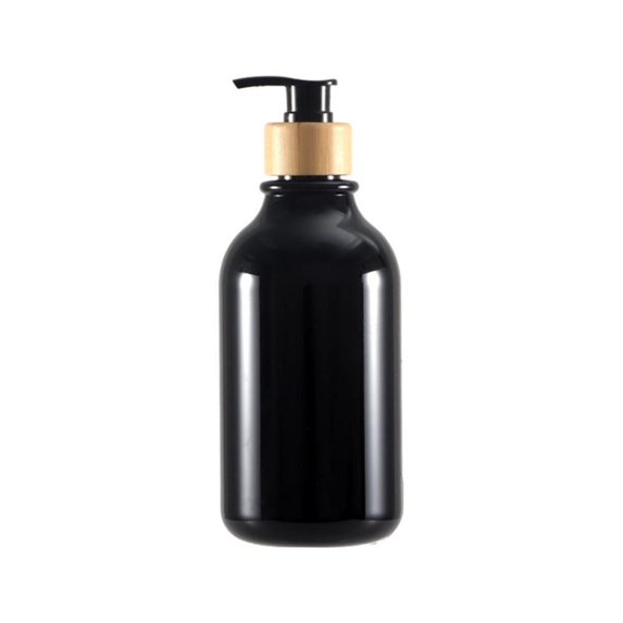 300/500ml Refillable Soap Pump Decor Container Soap Dispenser Bathroom Accessories Bamboo Pump Shampoo Pump Bottle BLACK 300