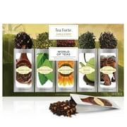 Tea Forte Single Steeps Loose Leaf Tea Sampler, Assorted Variety Tea Box, 15 Single Serve Pouches (Sampler - World of Teas)