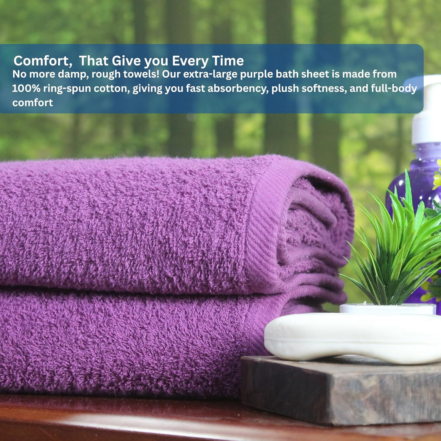 Americlassic Bath Sheet 30 × 60 inch – Pack of 3 Premium Purple Towels – 100% Cotton, Soft & Quick-Dry Absorbent Quality for Bathroom, Shower & Spa