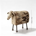 thumbnail image 3 of BingTong Sheep Figurine Tabletop Decor – Distressed Wood Look with Metal Legs, Farmhouse Shelf Accent (Multicolor), 3 of 8