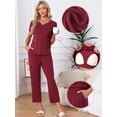 thumbnail image 2 of DARING DIVA Women's Pajama Sets Sleepwear Built-in Shelf Bra Short Sleeve Tops M Red, 2 of 7