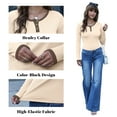 thumbnail image 5 of FEDTOSING Women’s Long Sleeve Henley T Shirts Button Down Tops Ribbed Knit Shirts Casual Basic Tops, 5 of 7