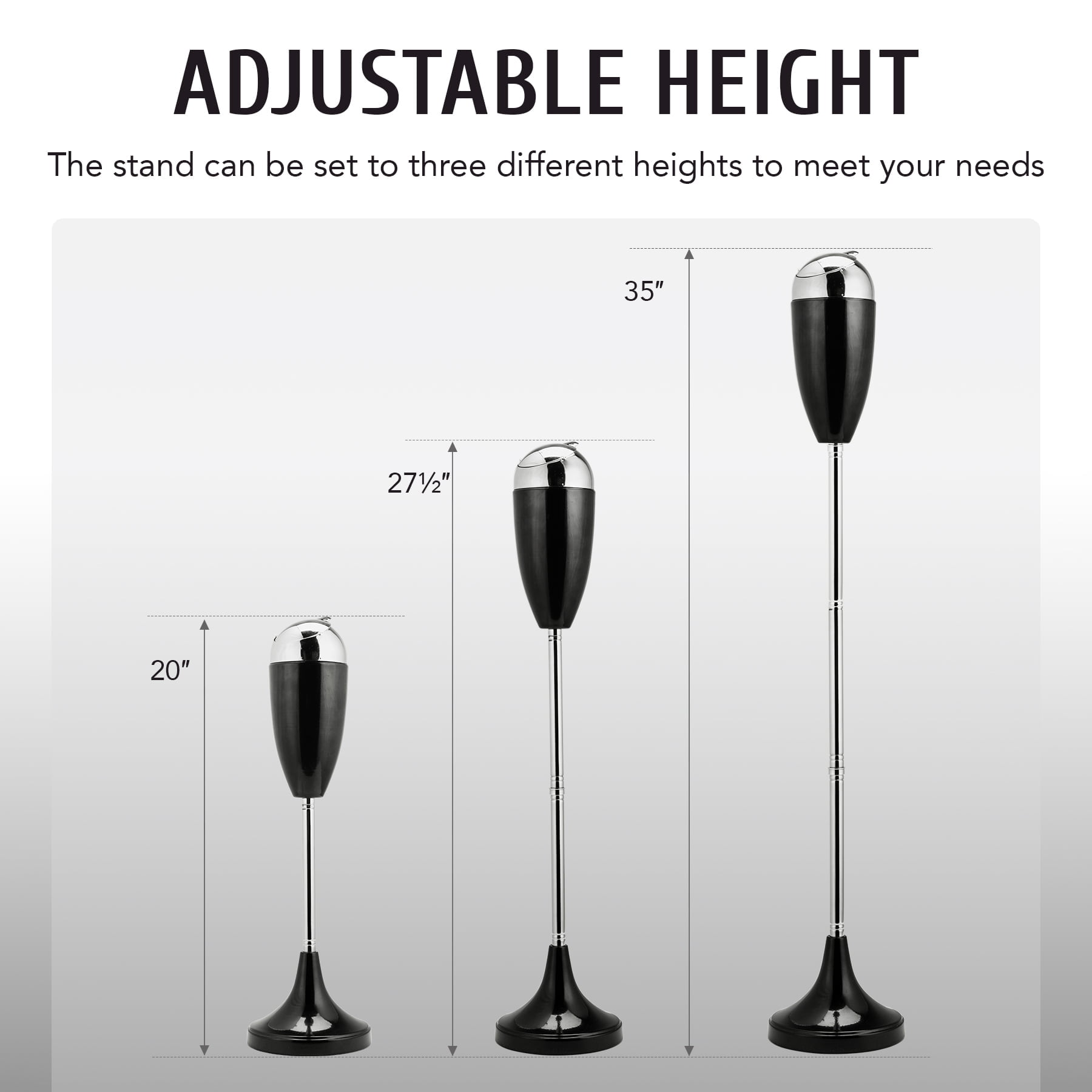 3-Section Design Antique Outdoor Floor Ashtray Stands Height Adjustable