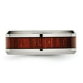 thumbnail image 3 of Chisel Stainless Steel Polished with Red Koa Wood Inlay Enameled 8mm Band, 3 of 7