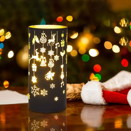 

USUPDD Christmas Night Lights (Black) LED Night Light Christmas Decorations Atmosphere Small Night Lights Santa Claus Gifts Restaurant Tabletop Single Layer Plastic Lamp Decorations