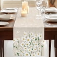 thumbnail image 3 of Spring Floral Table Runner 48 Inches Long, Cotton Linen Table Runner Dresser Scarf, White Daisy Farmhouse Linen Texture Short Fabric Tablerunners for Dining Tables Wedding Holiday Party 13"x48", 3 of 9