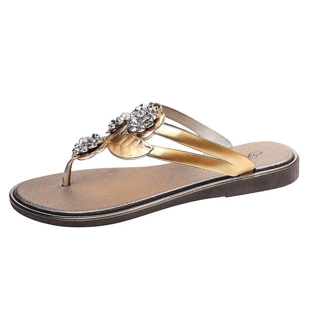 Floral Crystal Toe Post Sandals Summer Beach Slide Slippers Comfortable Casual Shoes EVA Material Lightweight