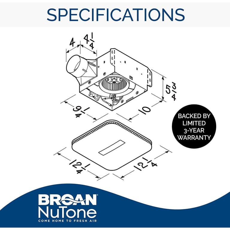 BROAN NuTone AE80LK Flex Bathroom Exhaust Ventilation LED Light, Energy  Star Certified, 80 CFM, 0.7 Sones Bath Fan, White - Walmart.com
