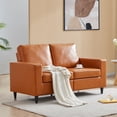 thumbnail image 2 of Canddidliike Modern PU Leather Upholstered Sofa, Casual Comfortable Love Seats - Brown, 2 of 9