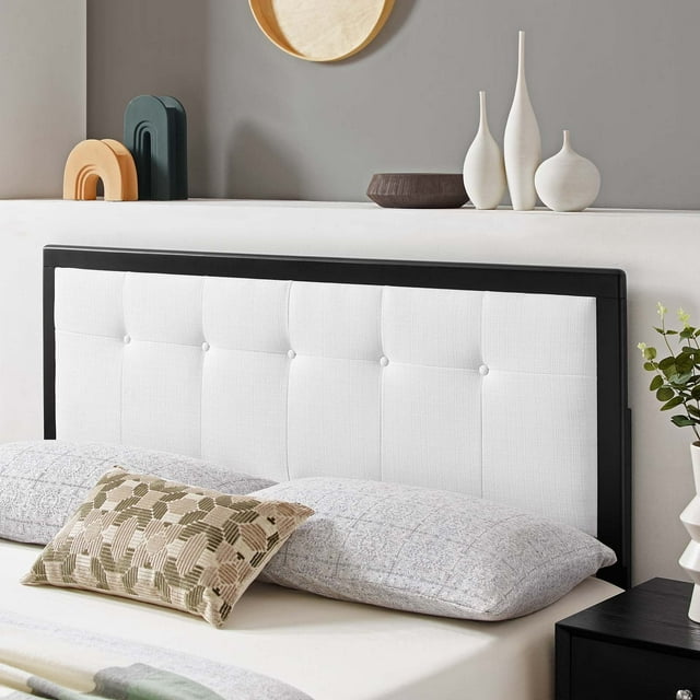 Modway Draper, Tête de Lit Capitonnée Pleine en Tissu et Bois, Noir Blanc