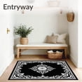 thumbnail image 3 of ODIKA 8'x10' Machine Washable Non-Slip Area Rug, Vintage Medallion Scroll with Baroque Inspired Floral Filigree High Traffic Rug, Black, 545634, 3 of 7