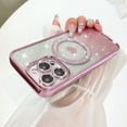 thumbnail image 2 of Jueaes for iPhone 14 Pro Max Case Magnetic, Compatible with Magsafe Glitter Bling Diamond Plating Camera Protection Phone Case with Screen Protector for Girls Women, Pink, 2 of 5