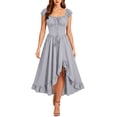 thumbnail image 4 of Women's Renaissance Gothic Dress High Low Hem Lace Up Corset Waist Vintage Medieval Costume Flattering Peasant Dress for Cosplay Halloween Party, 4 of 6
