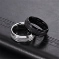 thumbnail image 3 of PAMTIER Men's Women's Stainless Steel 8MM Simple Sand Blast Finish Dome Ring Black Size 11, 3 of 4