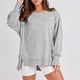thumbnail image 4 of Sudadera Casual Corte Suelto Cuello Redondo Traje Urbano Básico Ygjytge Gris claro T XXL para Mujer, 4 of 6