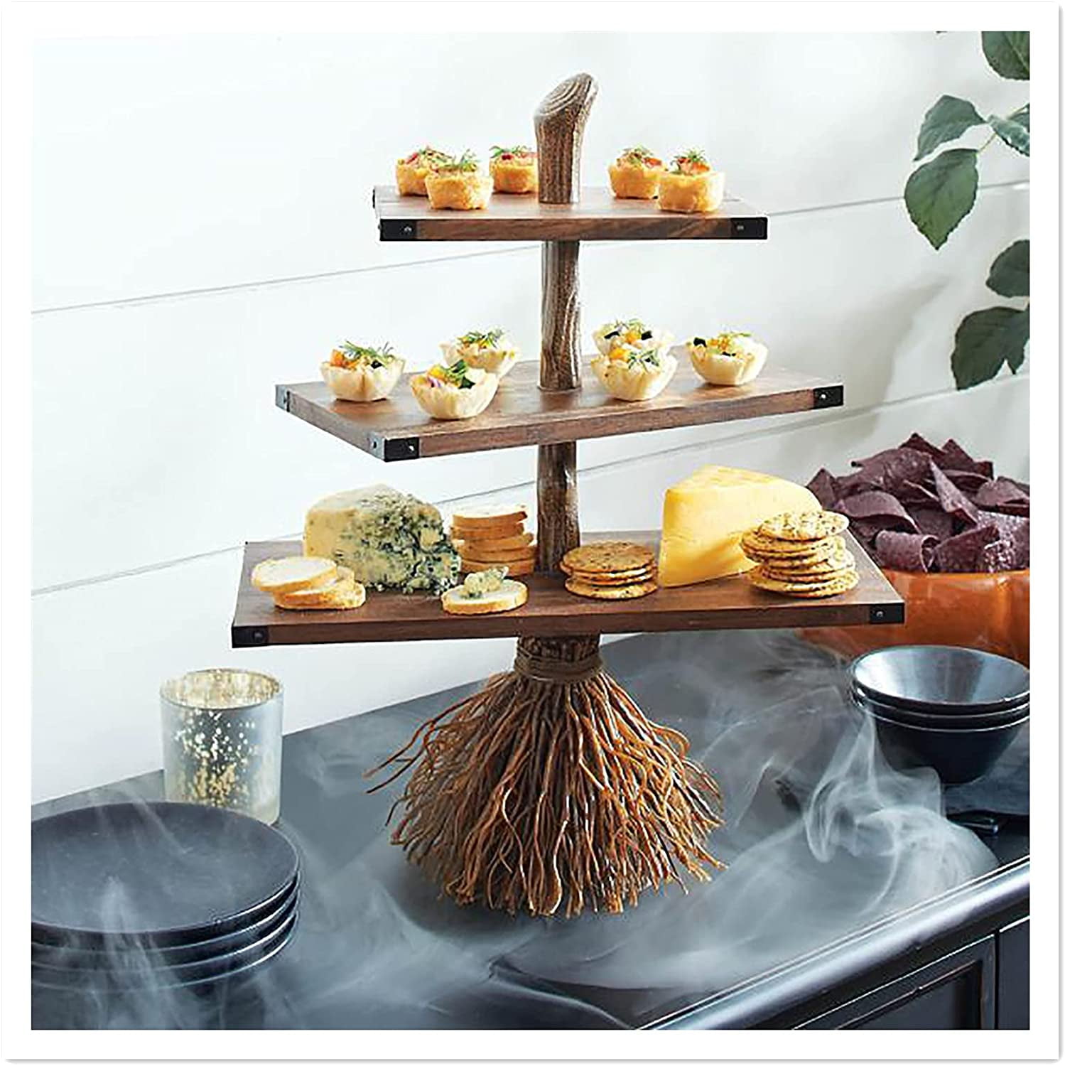 Halloween Hocus Pocus Three Tiered Server,Broomstick 3Tiered Server