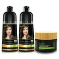 thumbnail image 3 of (4 pack) Herbishh Combo Pack - 2 Pc Hair Color Shampoo, Long Lasting Color, (500 ml, Dark Brown) + 1 Pc Argan Hair Mask, Nourishes Dry & Frizzy Hair (150 ml), 3 of 9