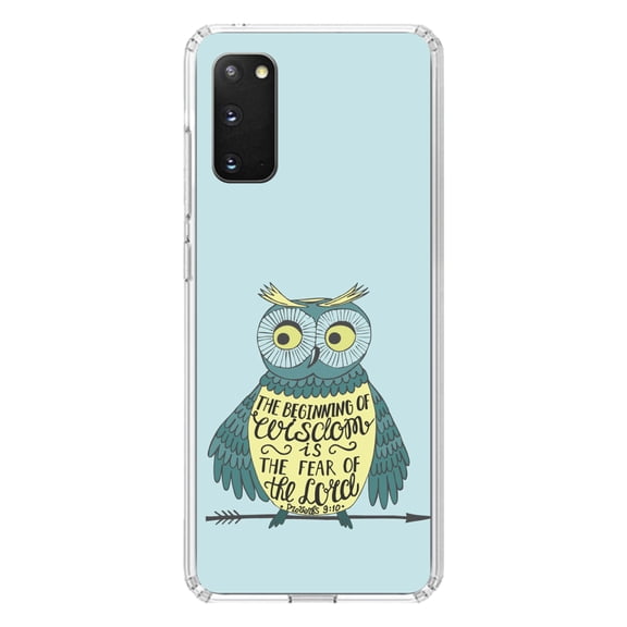 DistinctInk Clear Shockproof Hybrid Case for Galaxy S20 ULTRA / 5G (6.9" Screen) - TPU Bumper, Acrylic Back, Tempered Glass Screen Protector - Proverbs 9:10 - Beginning of Wisdom is Fear of Lord