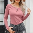 thumbnail image 2 of FAIWAD Going out Tops for Women Scoop Neck Long Sleeve Slim Fitted Knit Shirts Button Down Casual Basic Blouse, 2 of 8