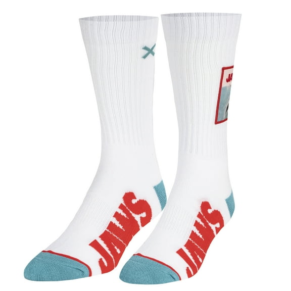 ODD SOX, Jaws Patch, Fun Graphic Print Crew Socks for Men & Women, Large