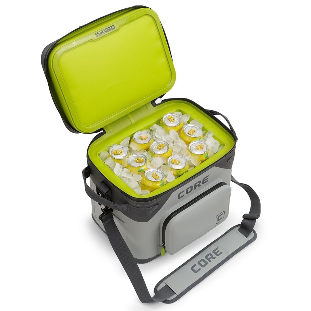 CORE 18 Can Climakeep Magnetic Soft Cooler, Leakproof Cooler, Waterproof Zipper, Shadow Gray