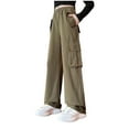 thumbnail image 2 of Gamivast Cargo Pants for Girls Size 5-15 Loose Fitted Straight Leg Flared Pants with Multiple Pockets for Kids Teen Outdoor Elastic Waist Pull on Sweatpants Girls' Sports & Recreation Pants, 2 of 6