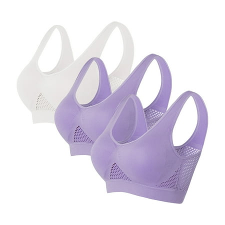 3pc Sports Bras for Women  Women Seamless Liftup Bra Sports Bra Wirefree Gym Yoga Bra with Removable Pads Nursing Sports Bra Multicolor S