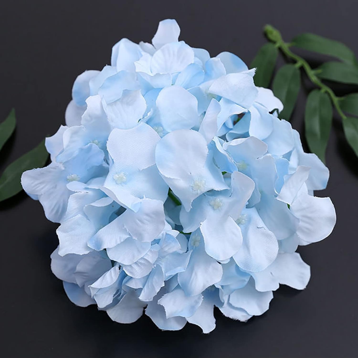 Silk Hydrangea Heads Artificial Flowers Heads and Stems Fake Hydrangea Flowers for Home Wedding Decor (Pure White)