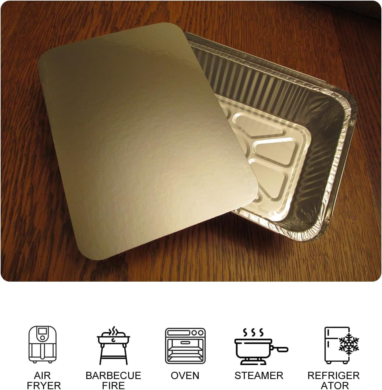 20 PACK Aluminum Foil Pans with Lids (8.5" x 6.3"), 2.25 lb Aluminum Foil Dinner Pans with Lids, Disposable Foil Pans for Baking, Cooking, Meal Prep, Takeaway and Freezing